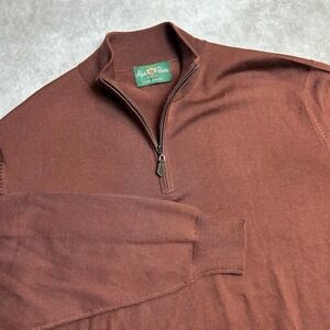 Alan Paine Mens Pure Merino Wool 1/2‎ Zip Pullover Sweater Clay Size 48 US XL